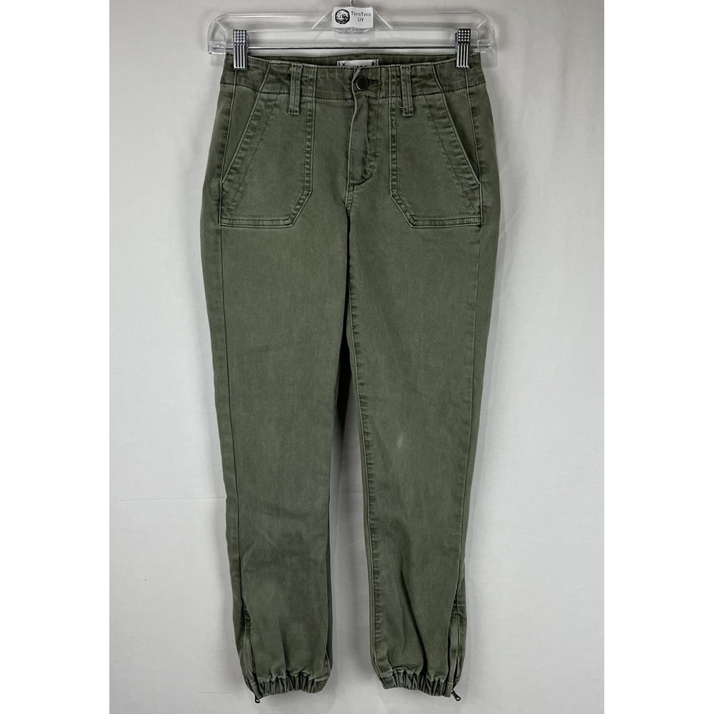 PAIGE Mayslie Womens Jogger Pants Olive Green Cargo Cropped Stretch Size 23
